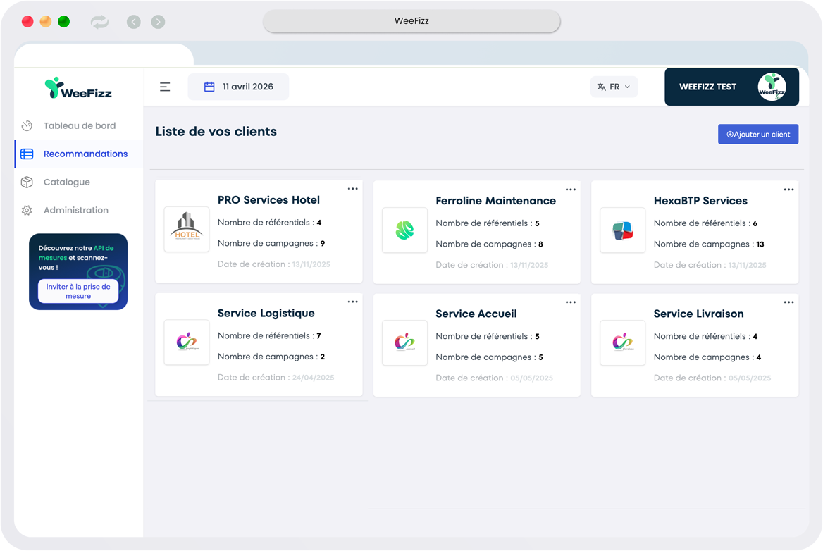 Gestion clients WeeFizz PRO