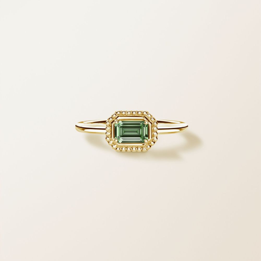 Bague Or jaune Saphir Vert Gemmyorama Octogonal 2