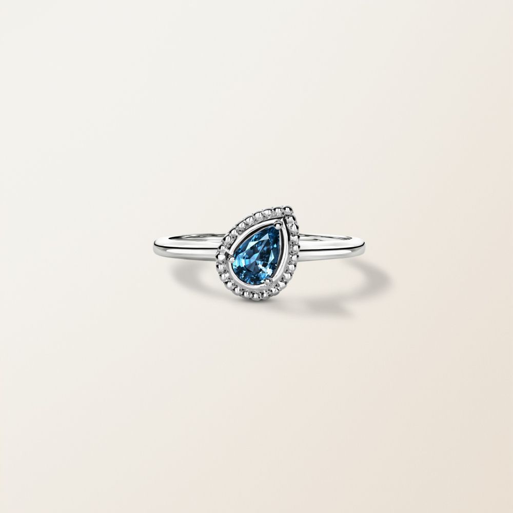 Bague Or blanc Topaze Blue London Gemmyorama Poire 2