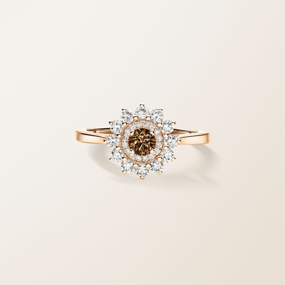 Bague Or rose Diamant Chocolat Lefkos 4 mm 2