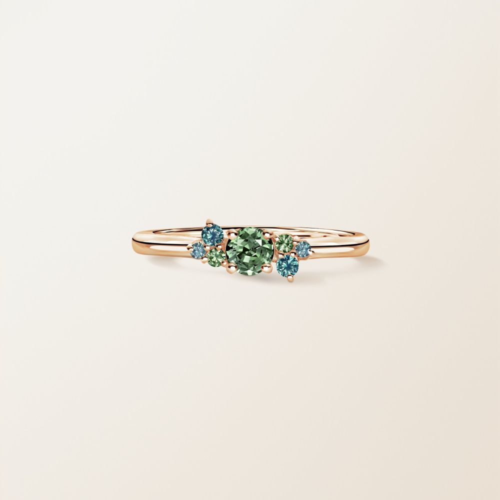 Bague Or rose Saphir Vert et Saphirs vert / Teal Baby Everbloom Camaïeu 2