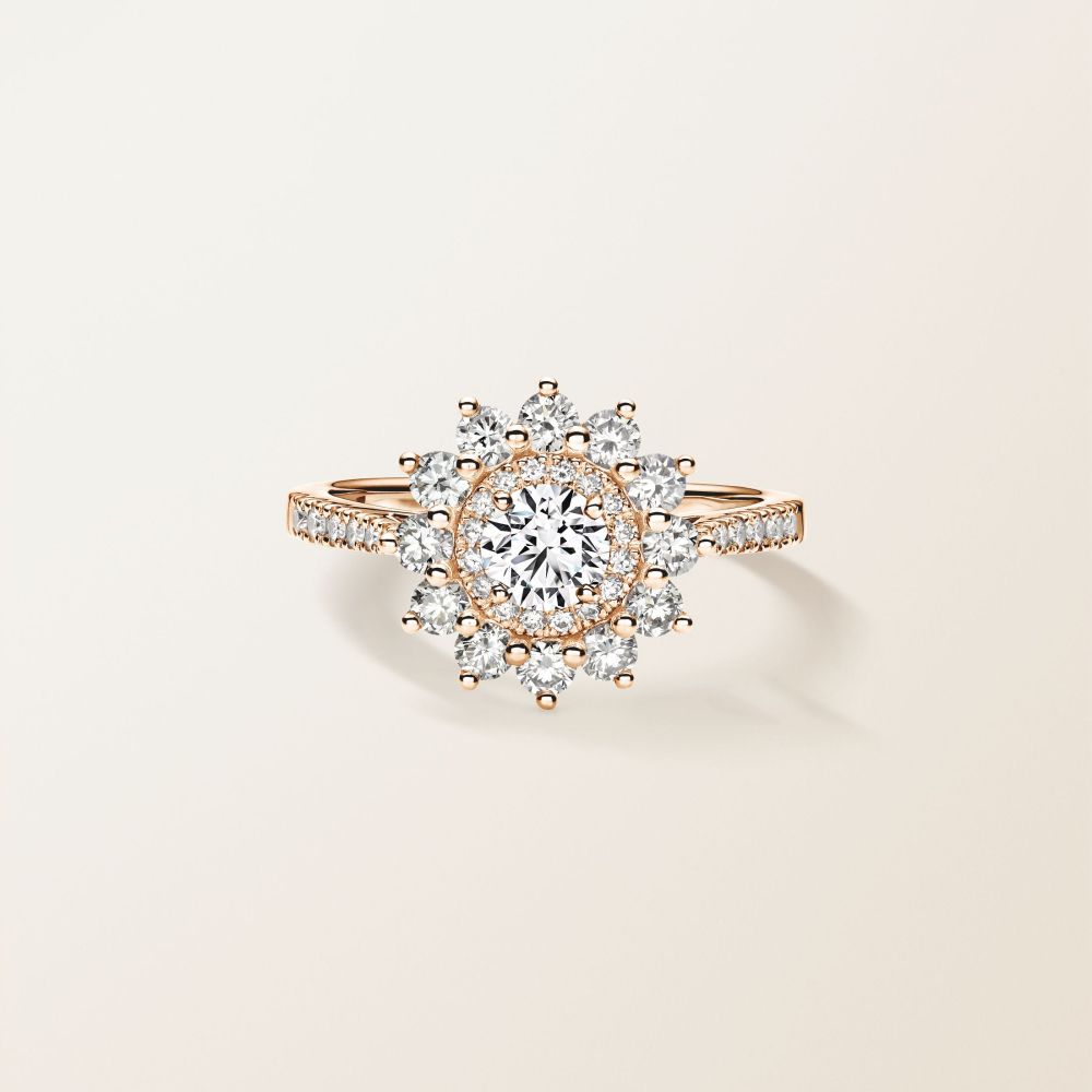 Bague Or rose Diamant Lefkos 5 mm Pavée 2