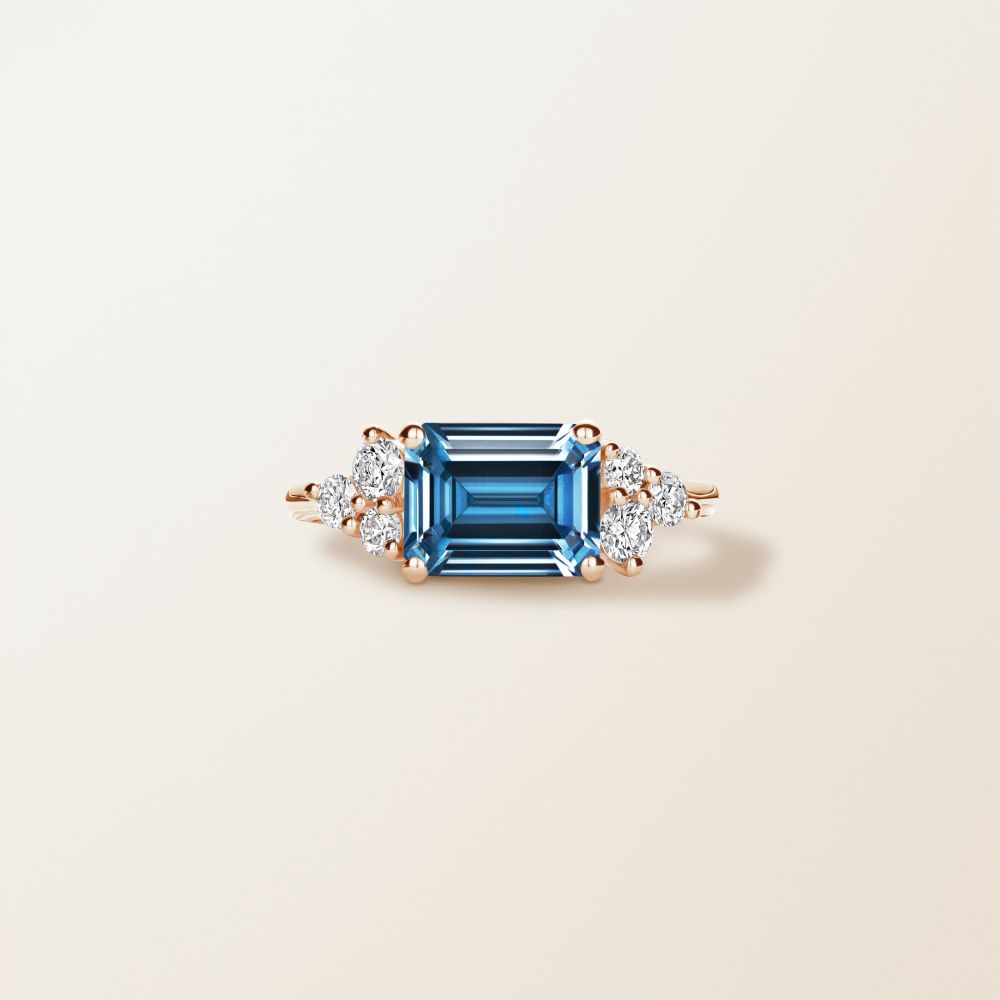 Bague Or rose Topaze Blue London et diamants Baby EverBloom Alta Octogonal 2