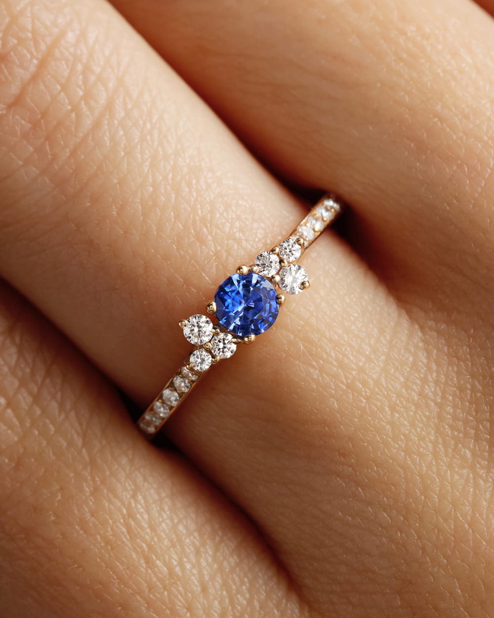 Bague Or blanc Aigue-marine et diamants Baby EverBloom Pavée 3