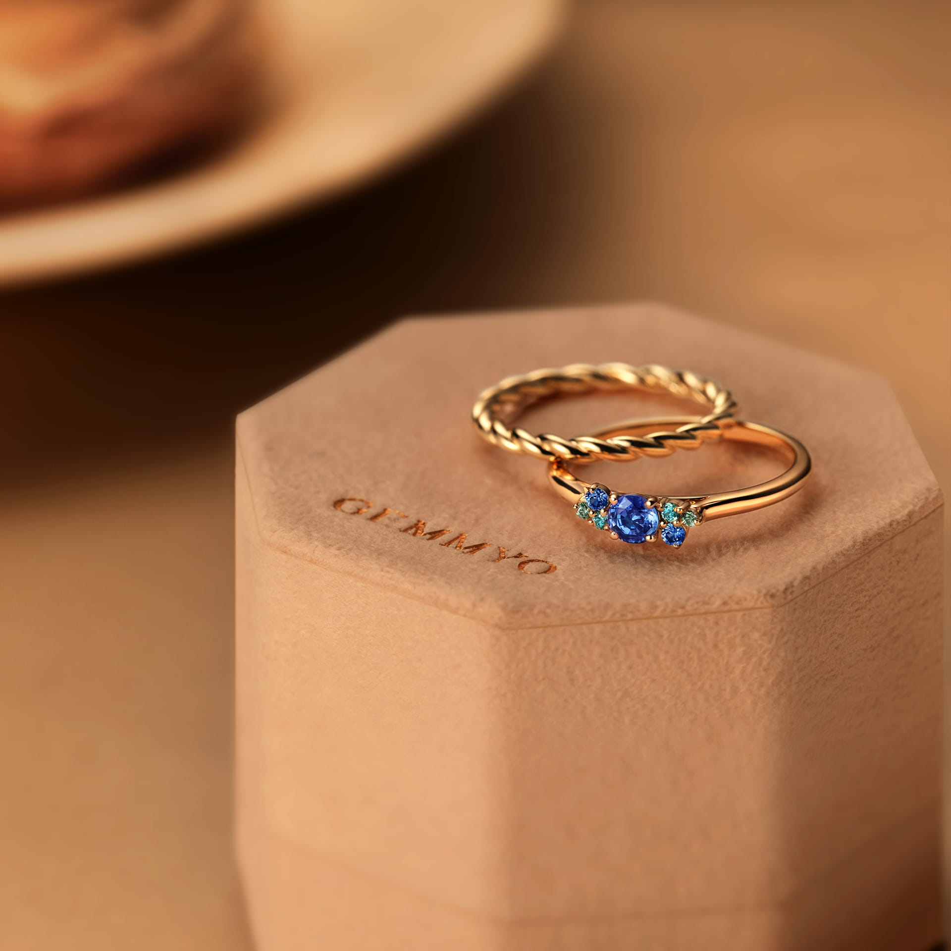 Bague Or rose Aigue-marine et Camaïeu Azur Baby EverBloom 5 mm Camaïeu 4