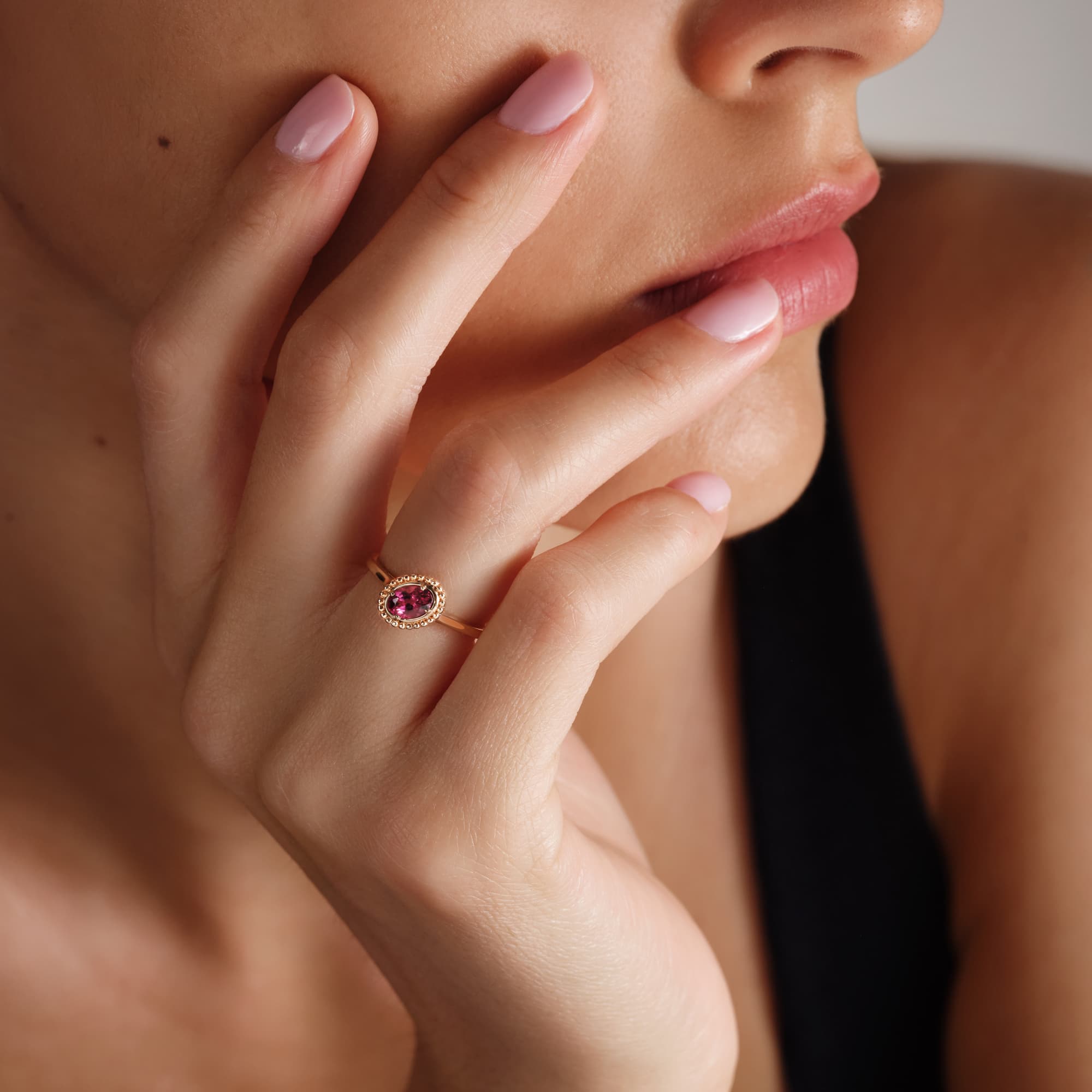 Bague Or rose Grenat Rhodolite Gemmyorama Ovale 4