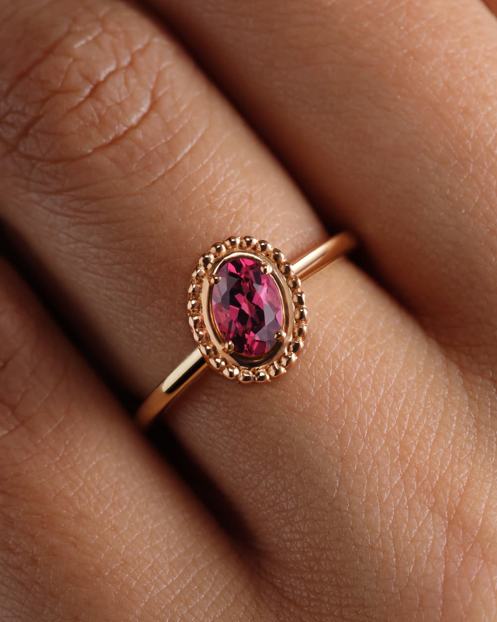 Bague Or rose Grenat Rhodolite Gemmyorama Ovale 3