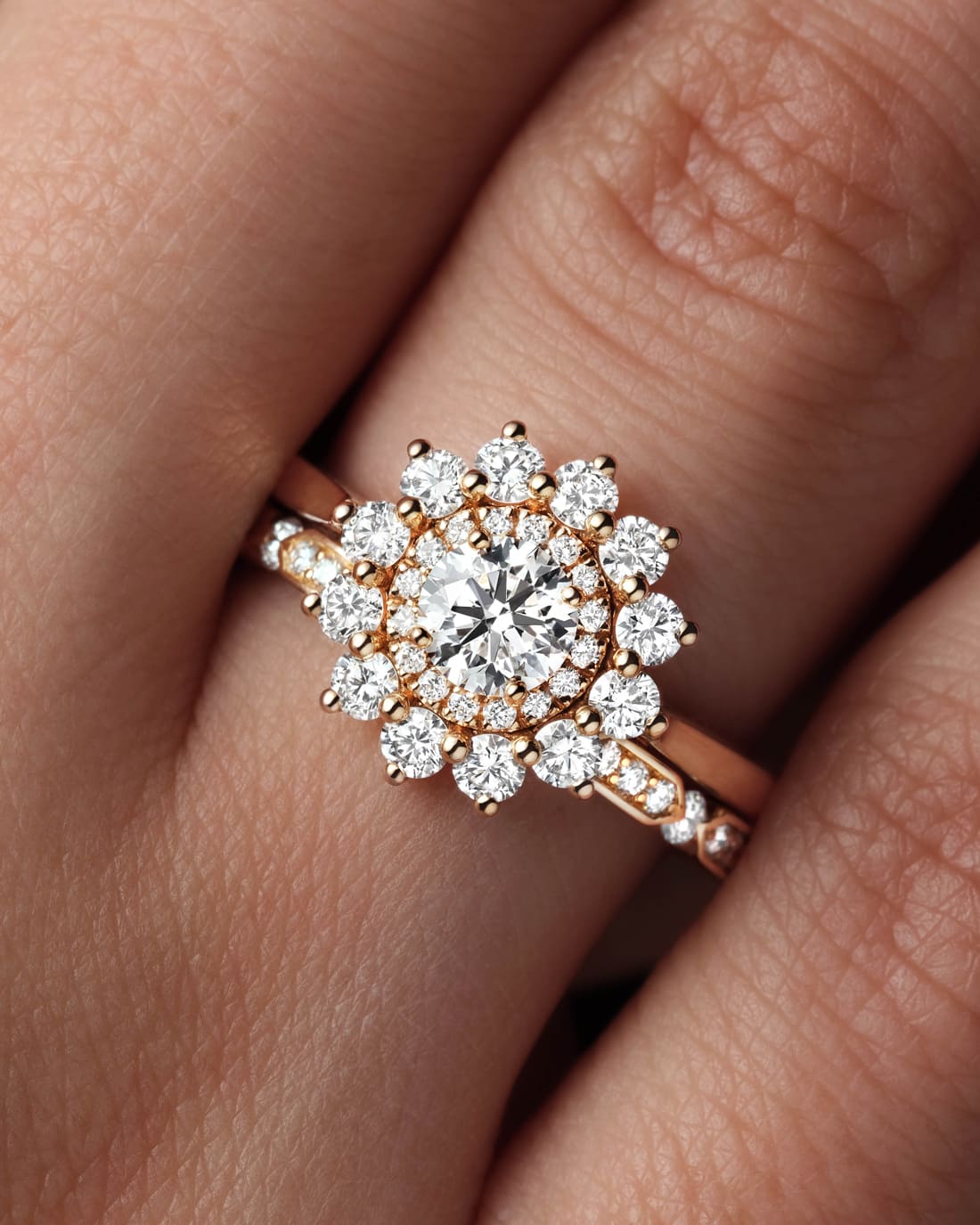 Bague Or rose Diamant Chocolat Lefkos 4 mm 3