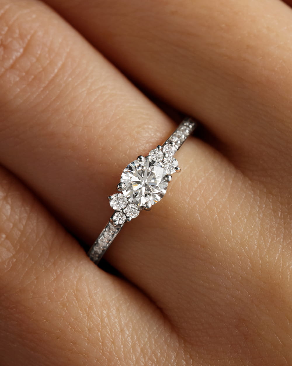 Bague Or blanc Aigue-marine et diamants Baby EverBloom 5 mm Pavée 3