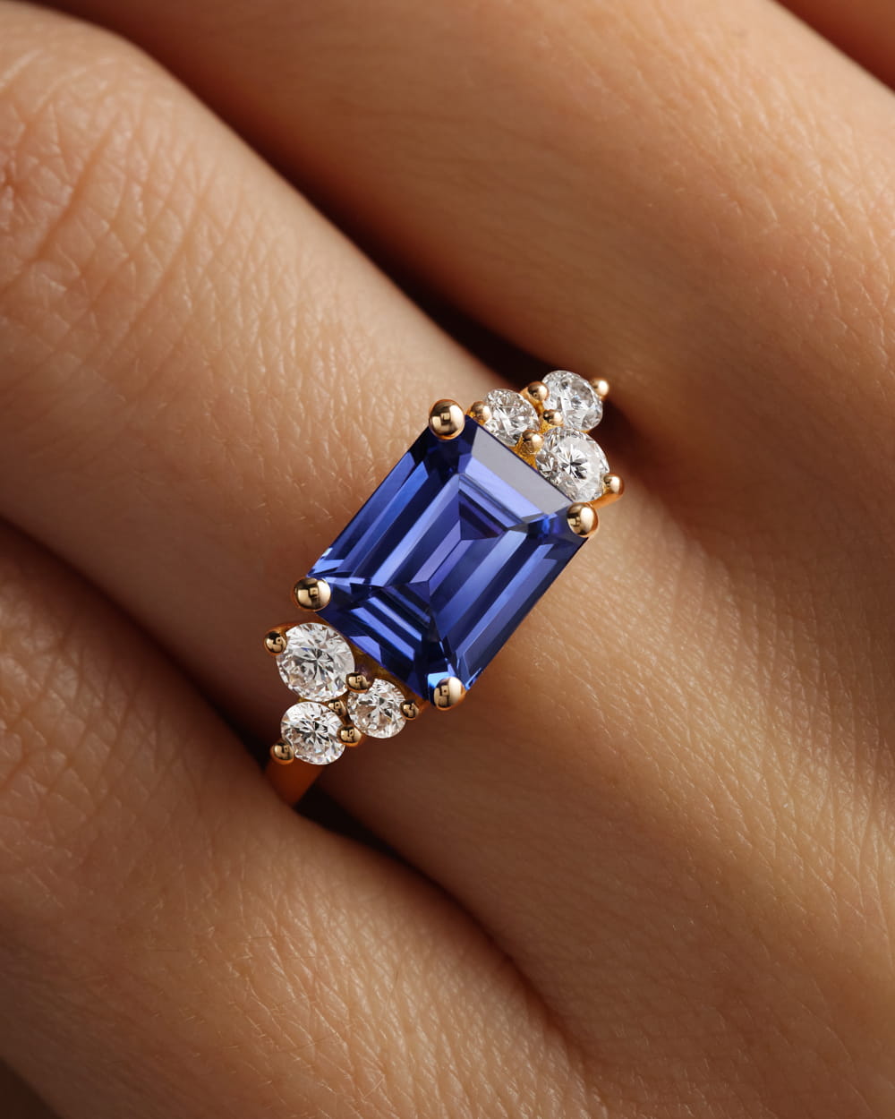 Bague Or rose Topaze Blue London et diamants Baby EverBloom Alta Octogonal 3