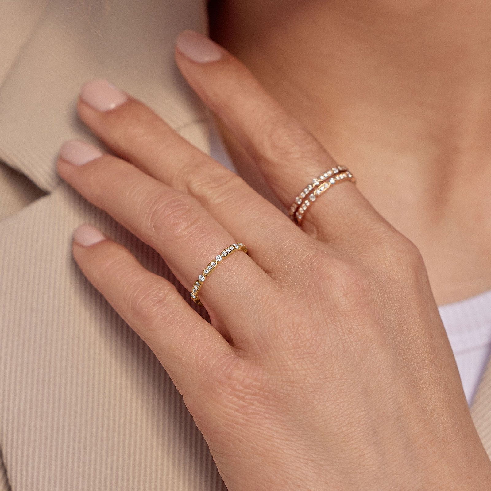 Bague Or rose Diamant MET M 4