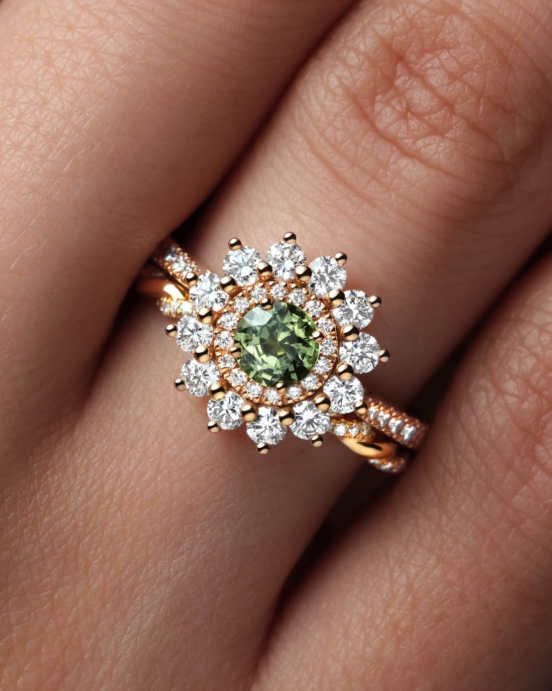 Bague Or rose Diamant Lefkos 5 mm Pavée 3