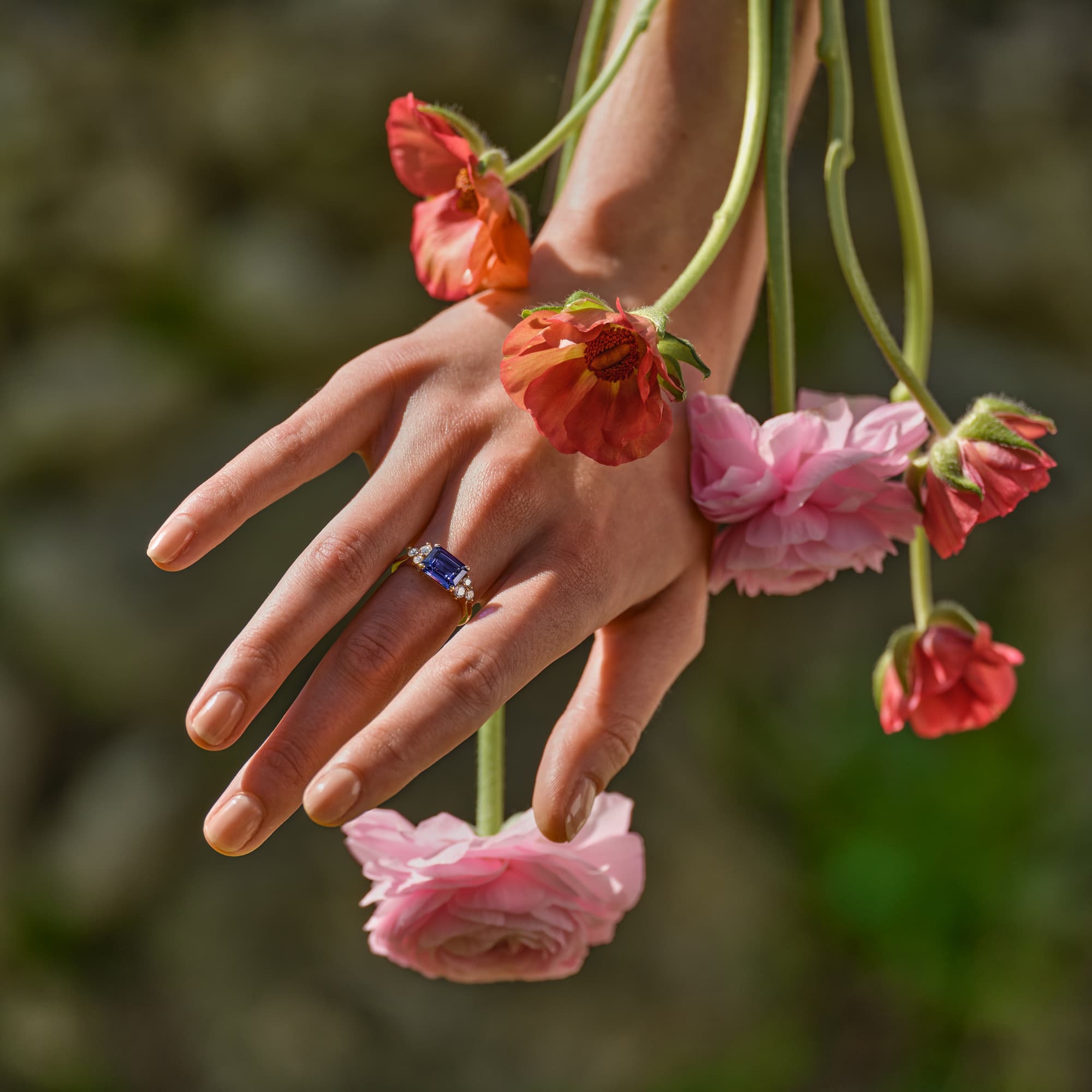 Bague Or rose Topaze Blue London et diamants Baby EverBloom Alta Octogonal 4