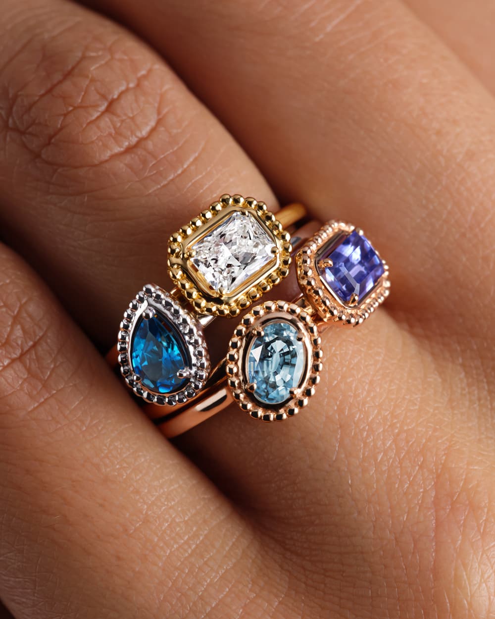 Bague Or blanc Topaze Blue London Gemmyorama Poire 4