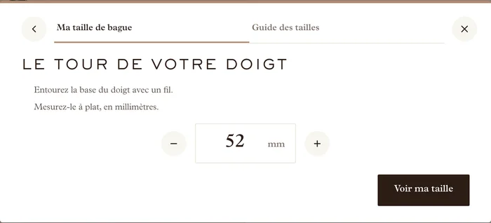 Saisie du tour de doigt mesuré au fil
